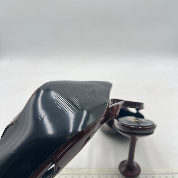 YDN Brown Studded Pumps Pointed Toe Slingback Chunky Heels Slip On Shoes Party - Picture 6 of 8